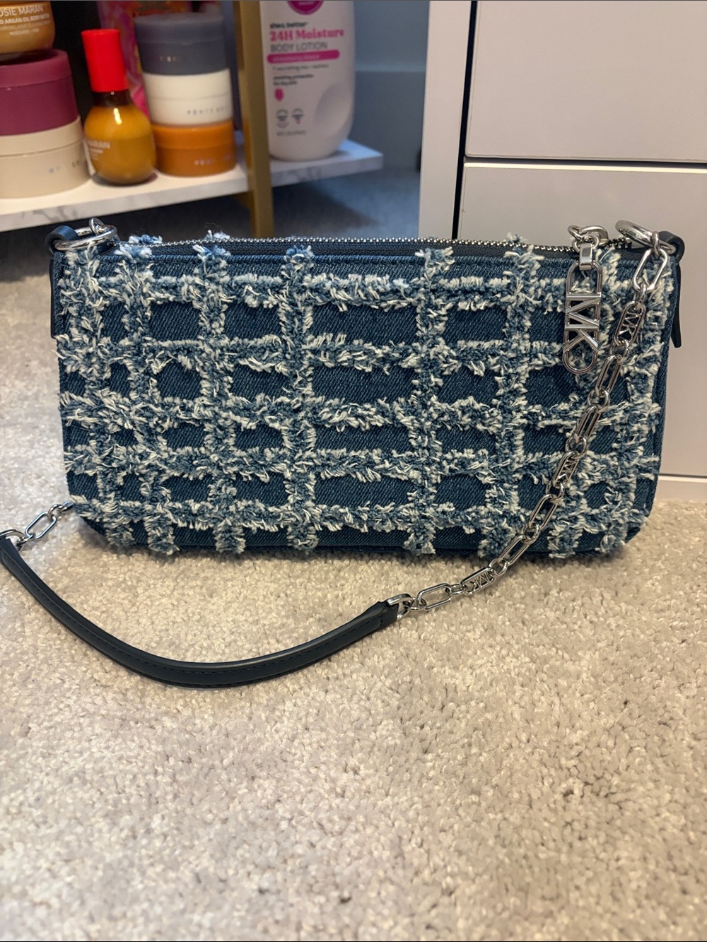 Michael Kors small Denim Textured Chain Shoulder Bag